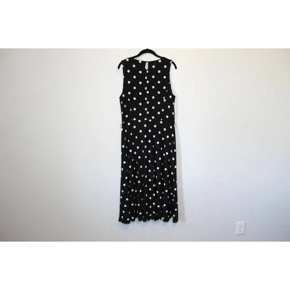 Lauren Ralph Lauren Polka Dot Sleeveless A Line Swing Dress Black Size 14 H14739 - Picture 9 of 10